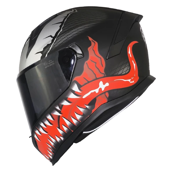 MTS M-910 STARLİNE MAT SİYAH-KIRMIZI GÜNEŞ VİZÖRLÜ KASK (SİYAH CAMLI) ürün görseli 1