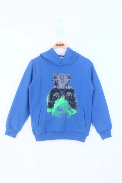 Toontoy Erkek Çocuk Boks Eldivenli Boğa Baskılı Sweatshirt ürün görseli 1