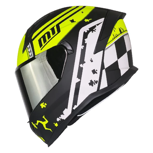 MTS M-910 VIGOR MAT SİYAH-SARI GÜNEŞ VİZÖRLÜ KASK (GRİ CAMLI) ürün görseli 1