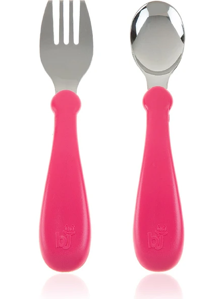 Baby Jem Babyjem Paslanmaz Çelik Çatal Kaşık Seti Pembe ürün görseli 1