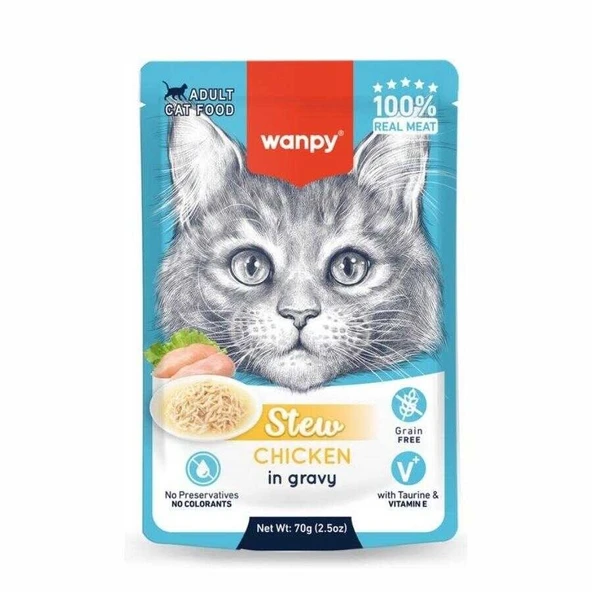 Wanpy Stew Gravy Tavuklu Yetişkin Yaş Kedi Maması 70 Gr ürün görseli 1