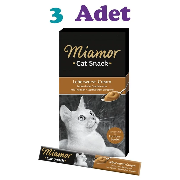 Miamor Leberwurst Cream Ciğerli Kedi Ödül Maması 6×15g (3 Adet) ürün görseli 1