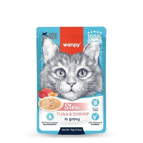 Wanpy Pouch Ton Balıklı Karidesli Yaş Kedi Maması 70g ürün görseli 1