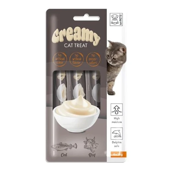 M-Pets Creamy Morina Balıklı ve Biftekli Kedi Ödülü 4x15gr ürün görseli 1