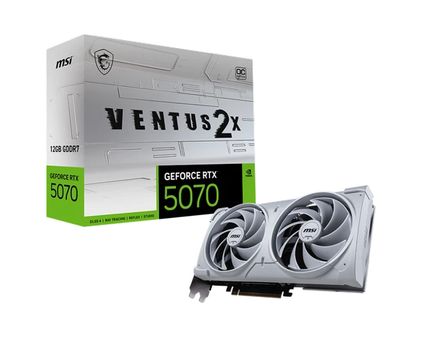 MSI VGA GEFORCE RTX 5070 12G VENTUS 2X OC WHITE RTX5070 12GB GDRR7 192B DX12 PCIE 5.0 X16 3XDP 1XHDMI ürün görseli 1