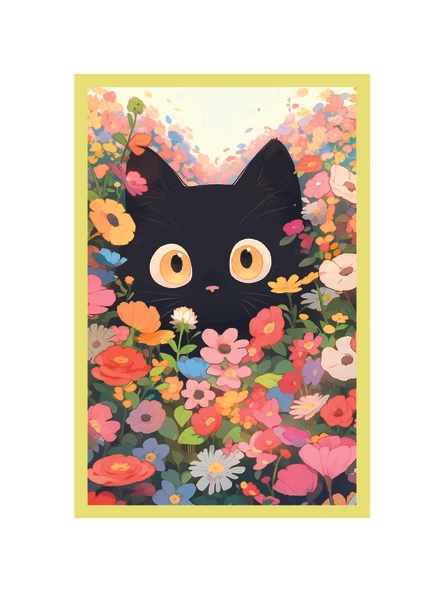 Sevimli Kedi Çizimli Dekoratif Kartpostallar ve Hediye Not Kartları  10 x 15 cm ürün görseli 1