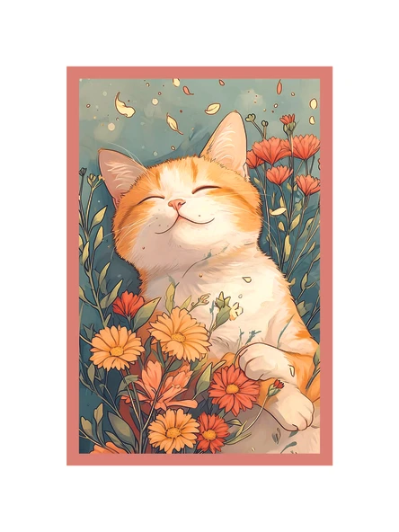 Sevimli Kedi Çizimli Dekoratif Kartpostallar ve Hediye Not Kartları  10 x 15 cm ürün görseli 1