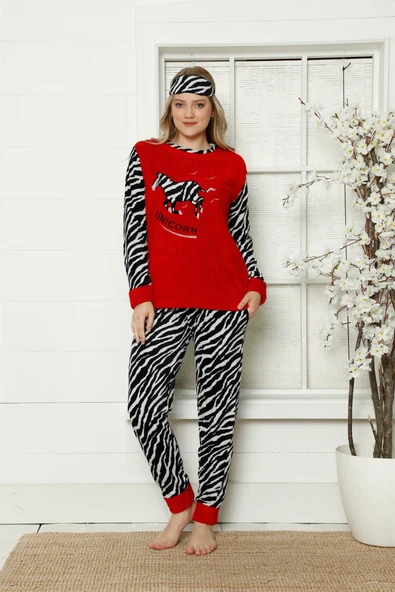 Moda Çizgi Polar Kadın Pijama Takımı - Resim 2