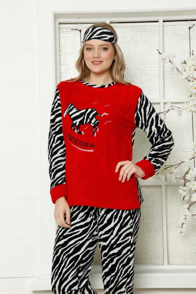 Moda Çizgi Polar Kadın Pijama Takımı ürün görseli 1