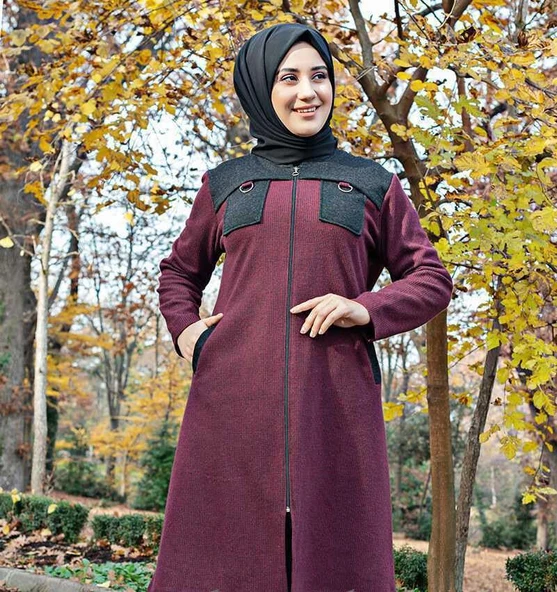 Omuzu Parçalı Vişne Tesettür Kap ürün görseli 1