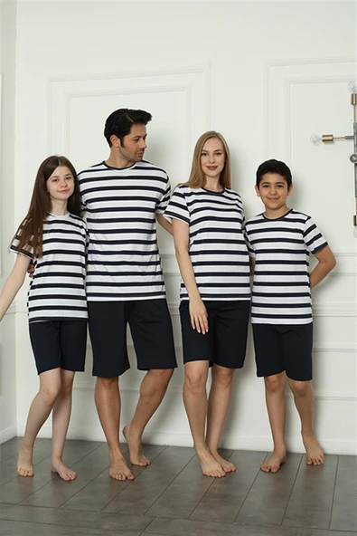 Moda Çizgi Aile Penye Şortlu Pijama Takım (anne - kız ) 50116 Ayrı Ayrı Satılır . Fiyatları Farklıdır ürün görseli 1