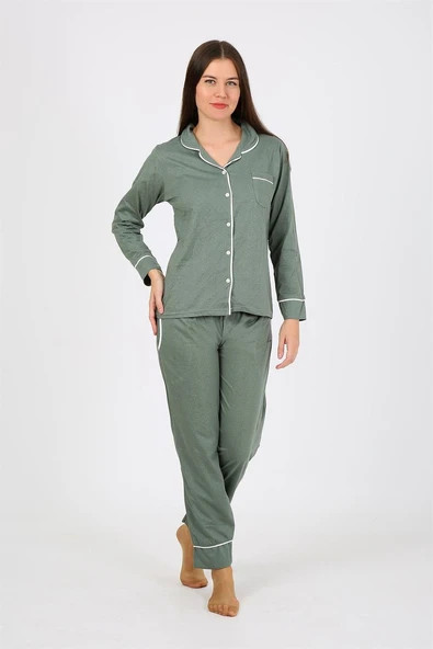 Moda Çizgi Kadın Penye Uzun Kol Pijama Takım 2775 ürün görseli 1