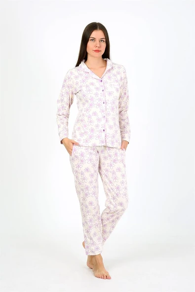 Moda Çizgi Kadın Penye Uzun Kol Pijama Takım 2776 ürün görseli 1