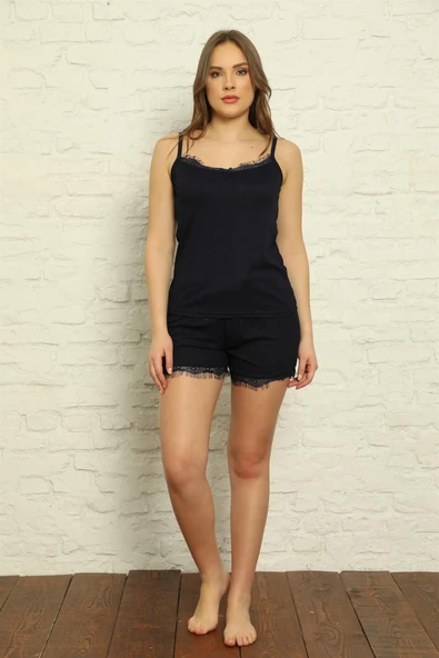 Moda Çizgi Şortlu Pijama Takım - Resim 2