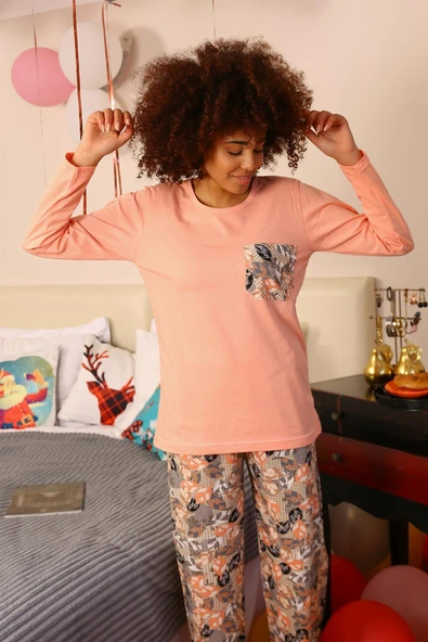 Moda Çizgi Kadın Uzun Kol Penye Pijama Takım 4196 ürün görseli 1