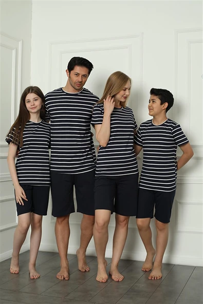 Moda Çizgi Aile Penye Şortlu Pijama Takım (anne - kız ) 50117 Ayrı Ayrı Satılır . Fiyatları Farklıdır ürün görseli 1