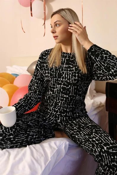 Moda Çizgi Kadın Uzun Kol 3 İplik Penye Pijama Takım 4180 ürün görseli 1