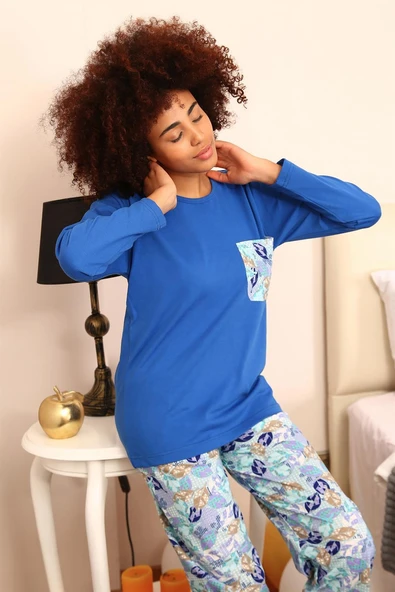 Moda Çizgi Kadın Uzun Kol Penye Pijama Takım 4194 ürün görseli 1