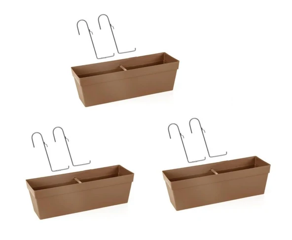 Omnipazar SO-YB02A Askılı Yalı Balkon Saksı 10.8 lt Mocha 3 Adet ürün görseli 1
