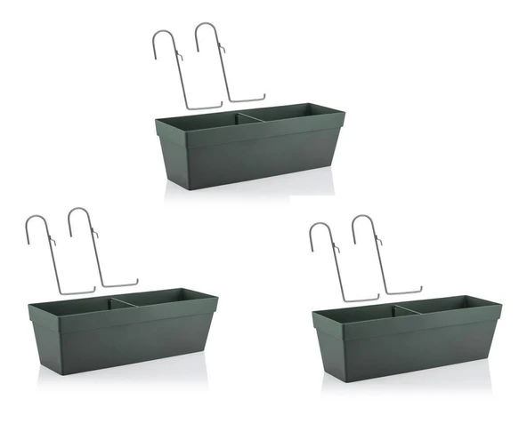 Omnipazar SO-YB02A Askılı Yalı Balkon Saksı 10.8 lt Antrasit 3 Adet ürün görseli 1