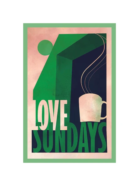 Love Sundays Yazılı Kahve Temalı Hediye Not Kartı & Minimal ve Anlamlı Tasarım  10 x 15 cm ürün görseli 1