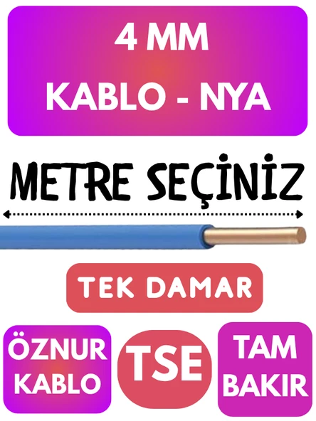 Öznur 4 MM NYA Kablo Metre Seçenekli (Mavi) ürün görseli 1