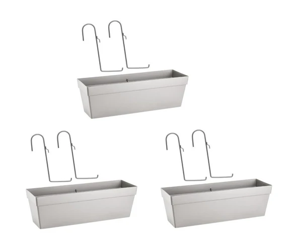 Omnipazar SO-YB02A Askılı Yalı Balkon Saksı 10.8 lt Kirli Beyaz 3 Adet ürün görseli 1