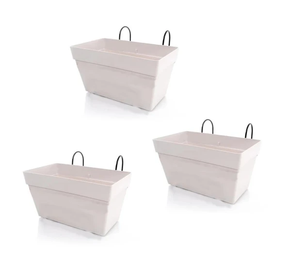 Omnipazar SO-YB01A Askılı Yalı Balkon Saksı 6.5 lt Kirli Beyaz 3 Adet ürün görseli 1