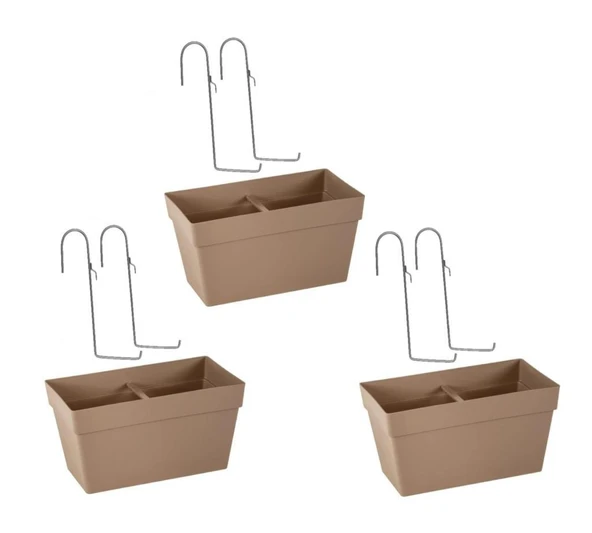 Omnipazar SO-YB01A Askılı Yalı Balkon Saksı 6.5 lt Mocha 3 Adet ürün görseli 1