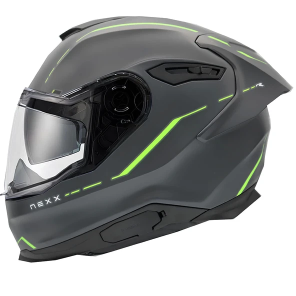 NEXX Y.100R REACT KASK MAT GRİ - YEŞİL ürün görseli 1