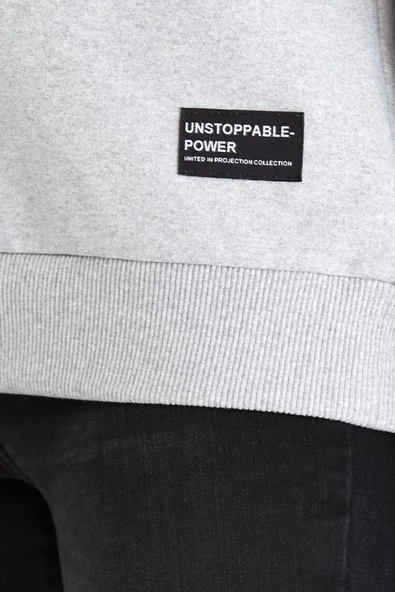 Kadın Gri Renk Basic Bisiklet Yaka Sweatshirt - Resim 5