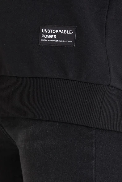 Kadın Siyah Renk Basic Bisiklet Yaka Sweatshirt - Resim 5