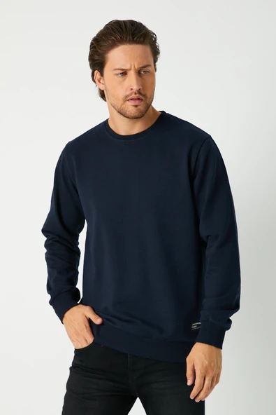 Erkek Lacivert Basic Bisiklet Yaka Sweatshirt ürün görseli 1
