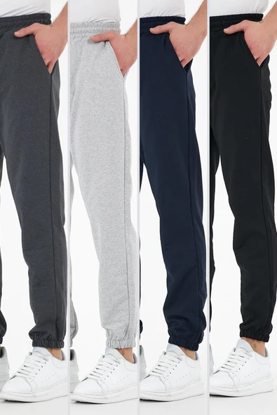 Çok Renkli 4'lü Erkek Eşofman Altı Etiketli Arka ve Yan Cepli Regular Fit Lastik Paça ürün görseli 1
