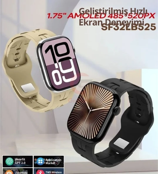 HK 10 Mini Plus 41mm Amoled Ekranlı Akıllı Saat 3 Kordonlu ürün görseli 1