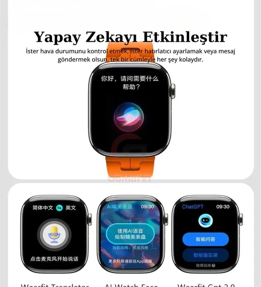 HK 10 Mini Plus 41mm Amoled Ekranlı Akıllı Saat 3 Kordonlu - Resim 2