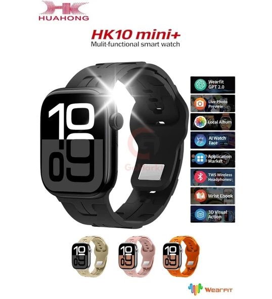 HK 10 Mini Plus 41mm Amoled Ekranlı Akıllı Saat 3 Kordonlu - Resim 3