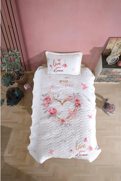 Clasy Ranforce Yatak Örtüsü Tek Kişilik Dream Bej ürün görseli 1