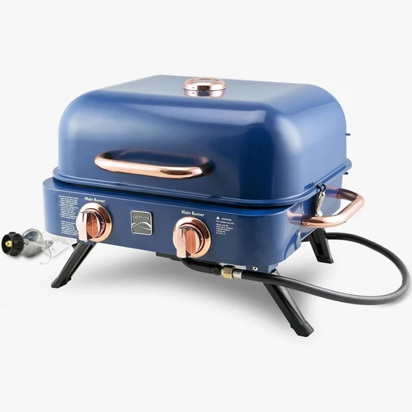 Kenmore KT-R40003-NC Gazlı 2 Ocaklı Masa Üstü Barbekü - Mavi ürün görseli 1