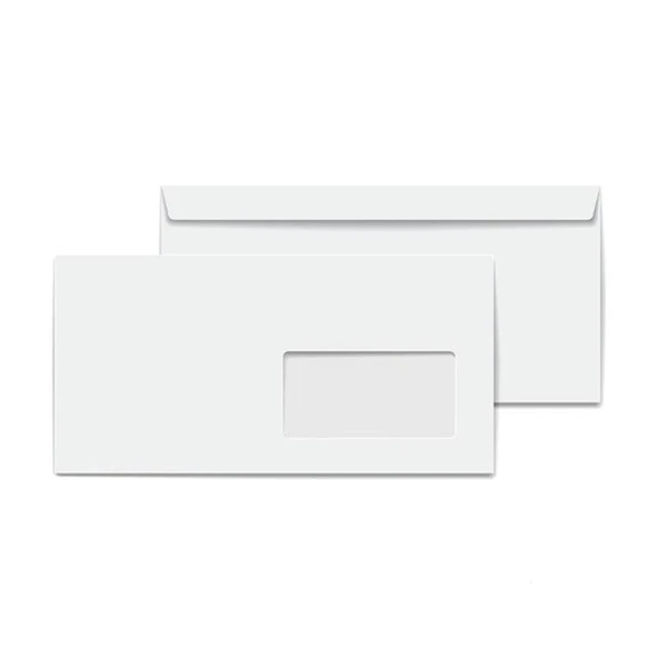 Elitstore Diplomat Zarf Beyaz Pencereli Silikonlu 90 gr. 10.5 cm x 24 cm 100'lü Paket ürün görseli 1