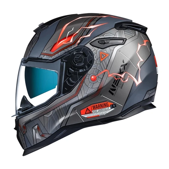 NEXX SX.100 GIGABOT KASK MAT GRİ - KIRMIZI ürün görseli 1
