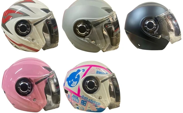 KASK ÇENESİZ YAZLIK (MAT SİYAH-BEYAZ AYICIKLI-KIRMIZI BEYAZ-GRİ-PEMBE- SRC KASK ürün görseli 1