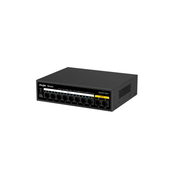 Ruijıe Reyee RG-ES110F-P 8 -Port 10/100 +2X 10/100 RJ45 Uplink 110W Poe Switch ürün görseli 1