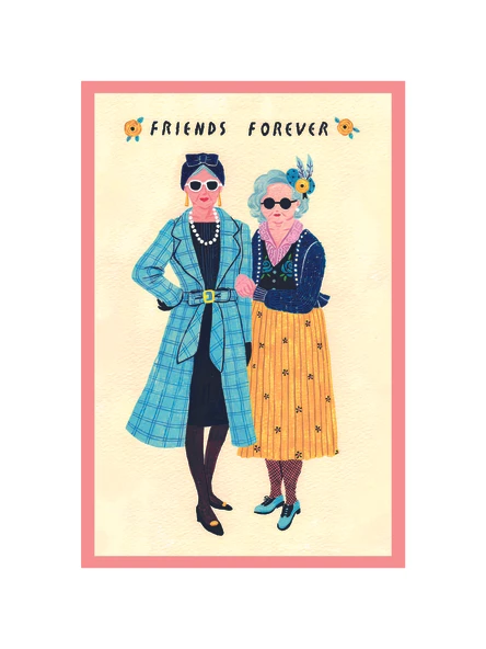 Friends Forever (Sonsuza Dek Arkadaş)  Dekoratif Hediye Not Kartı ve Kartpostal  10x15 cm ürün görseli 1