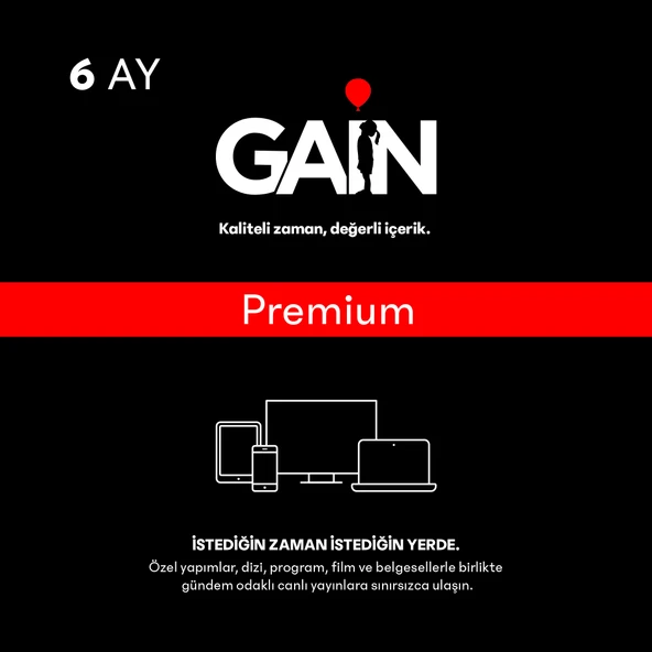 GAIN 6 AYLIK PREMIUM ABONELIK ürün görseli 1