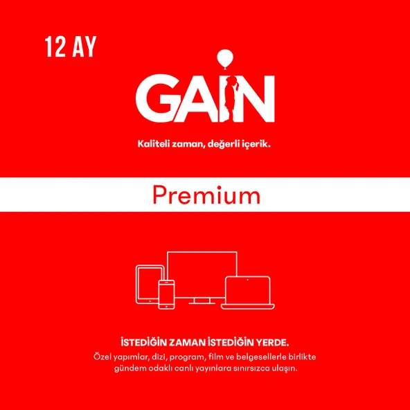 GAIN 12 AYLIK PREMIUM ABONELIK ürün görseli 1