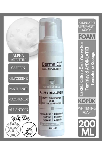 Derma CC LABORATORIES Whıtenıng Foam Face And Eyes Cleansıng - Leke Karşıtı Cilt Bakım Köpüğü 200 ml ürün görseli 1