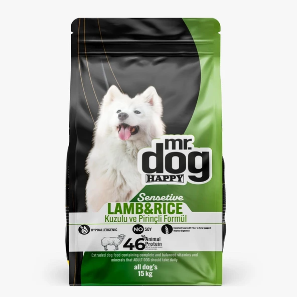 Mr. Dog Happy Kuzu Etli Ve Pirinçli Yetişkin Köpek Maması 15 KG ürün görseli 1