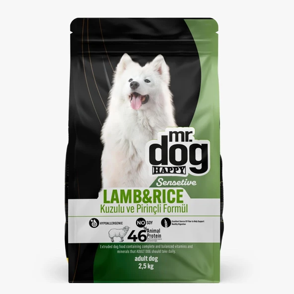 Mr. Dog Happy Kuzu Etli Ve Pirinçli Yetişkin Köpek Maması 2,5 KG ürün görseli 1