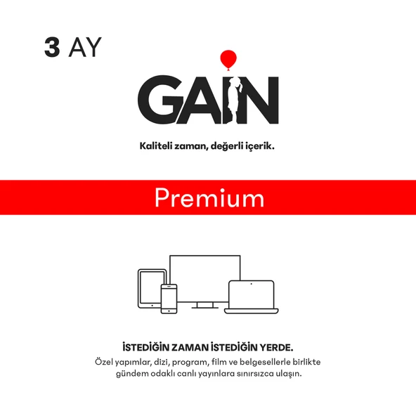 GAIN 3 AYLIK PREMIUM ABONELIK ürün görseli 1